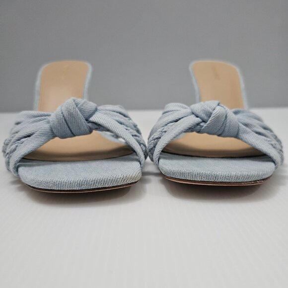 Veronica Beard Misa Sandal Braided Slide Knotted Light Blue Denim Size 11 - Picture 4 of 13